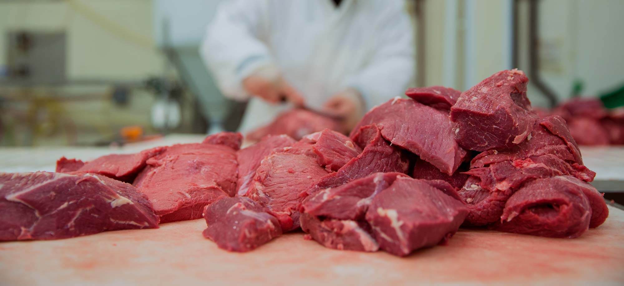 Chunks of freshly cut beef